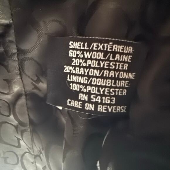 Y2K Guess Military Peacoat Black Wool Gold Button Double Breasted Coat Womens L - Picture 6 of 9